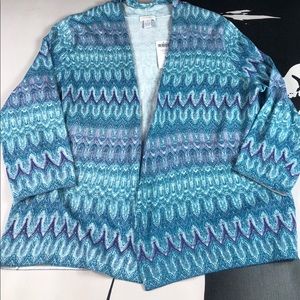 CHICOS Blue Purple Sweater Cruise Cardigan